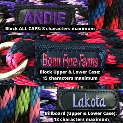 Personalized Embroidered Lead Rope for Horse - Choose from 30 colors and many other options! - image7